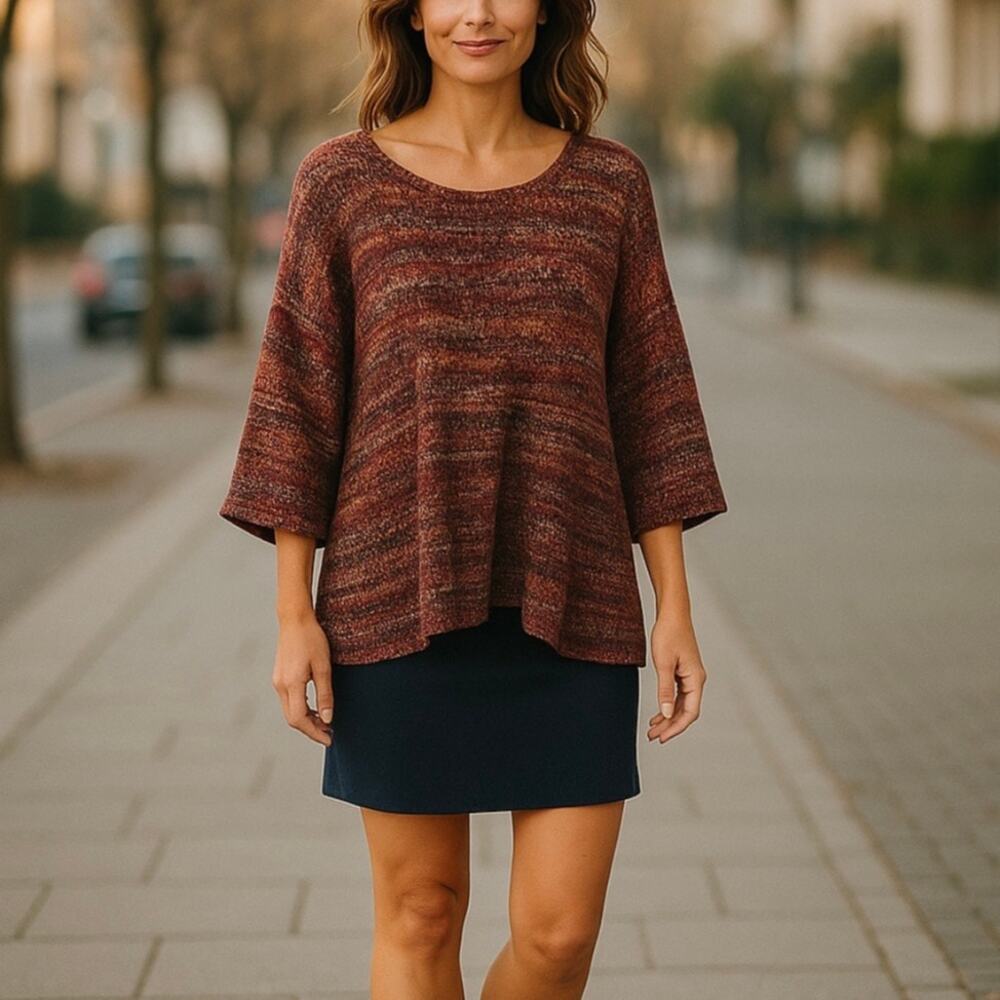 Peruvian Connection Red Multi Color Knit Pullover… - image 1